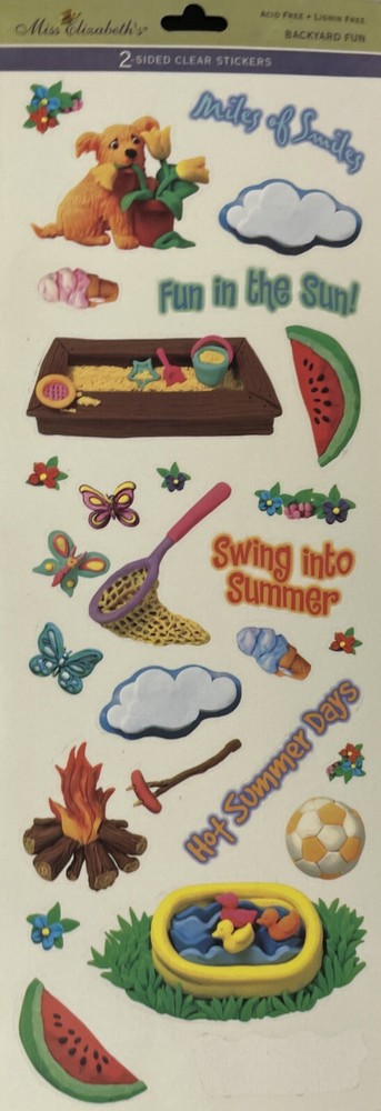 BACKYARD FUN Mylar Stickers Approx.4-1/4″x 11″Miss Elizabeth’s •Camping•Outside•