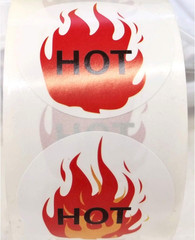 500/Roll 1.5 Inch round Hot Stickers Fluorescent Red Flame Stickers Hot Labels –