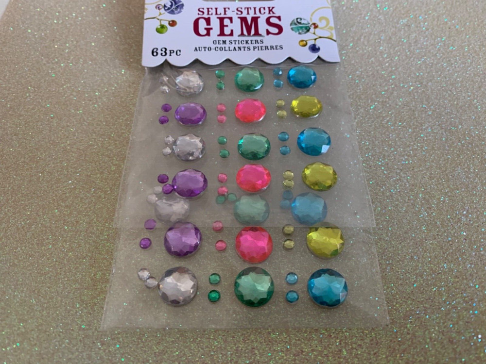 SELF-STICK 3D GEMS MULTI-COLOR GEMS, MULTI-SIZE GEMS 63pcs