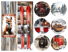 Winter Cabin Pg 2 Ephemera Collage Supplies Scrapbook Junk Journal Card Topper