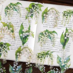 20Pcs Flowers Transparent Stickers Journal Planner Scrapbooking Sticker Crafts