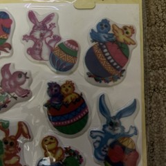 Easter Fluffy Puffy STICK-ONS 3-D Stickers NOS Taiwan Bright Colors Vintage 1981