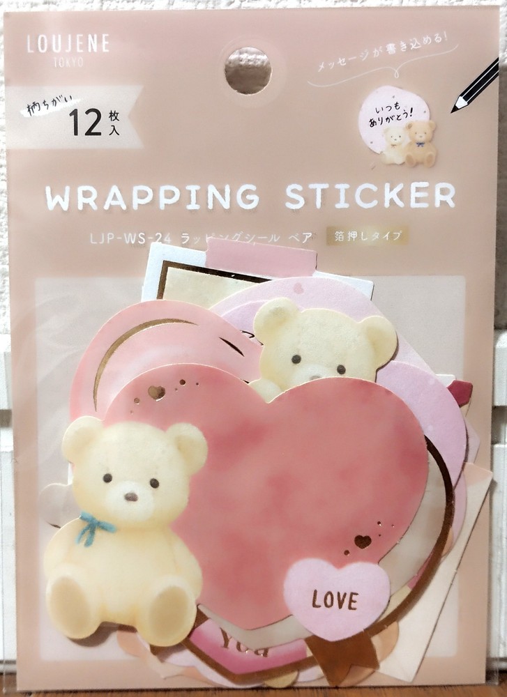 LOUJENE Wrapping Flake Sticker 12 Animal Bear Valentine’s Day Love Gift JAPAN