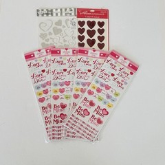 Lot 6 Heart Stickers Valentines Day Love Sweethearts Rub On Transfers NEW