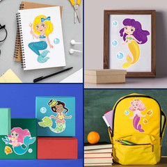 48PCS Mermaid Stickers for Kids, Make-A-Face Stickers for Crafts & Activities