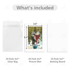Golden State Art, Pack of 25 White Pre-Cut 5×7 Picture Mat for 4×6 Photo with…