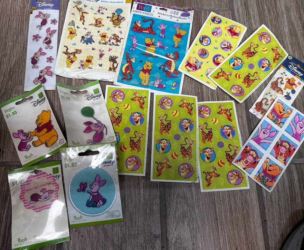 Lot Of 14 Vintage Winnie The Pooh Sticker Packs And Patches