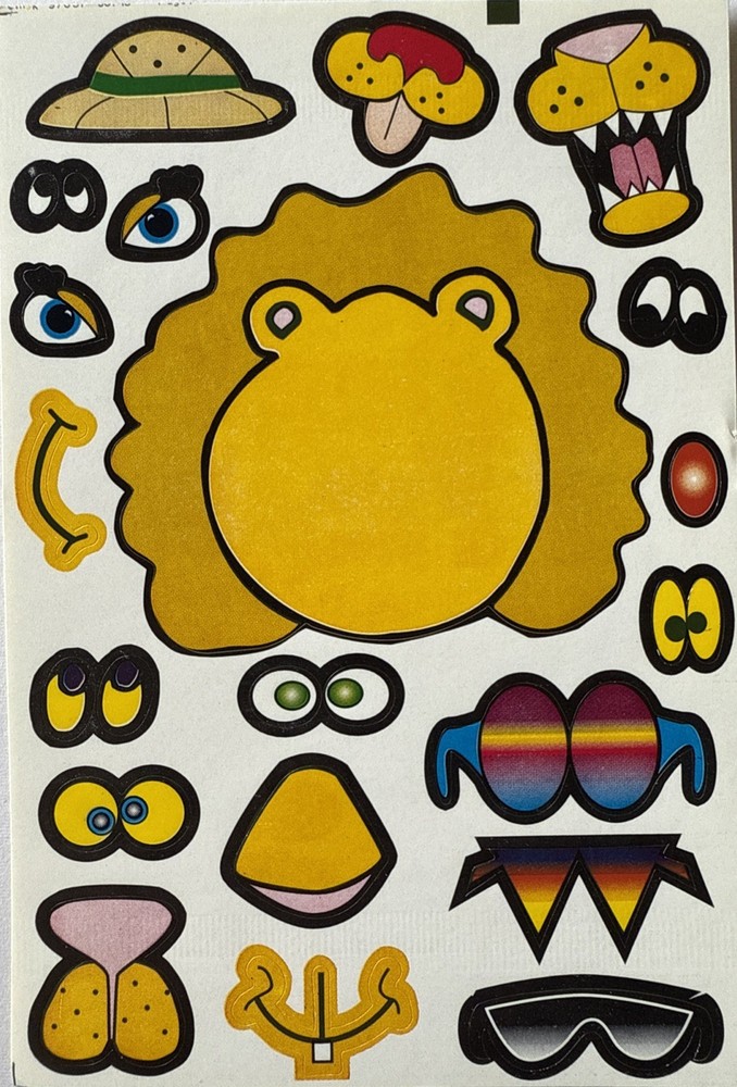 BUILD-AN-LION HEAD Sticker Set (20pc)Mane•Eyes•Hats•Sunglasses •Card Making