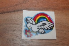 Vintage KEM Prism Sticker mods Rainbows hearts Bee Dove Bird Love lot of 3 1980s