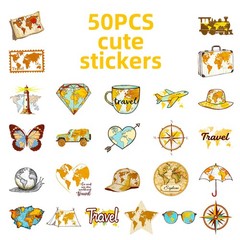 50PCS Travel Maps, Graffiti Stickers, Various Cartoons Creative Handbooks Skateb
