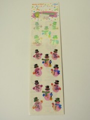 Vtg 1990 Sandylion Mother of Pearl Small Winter Snowman Stickers *SEALED*
