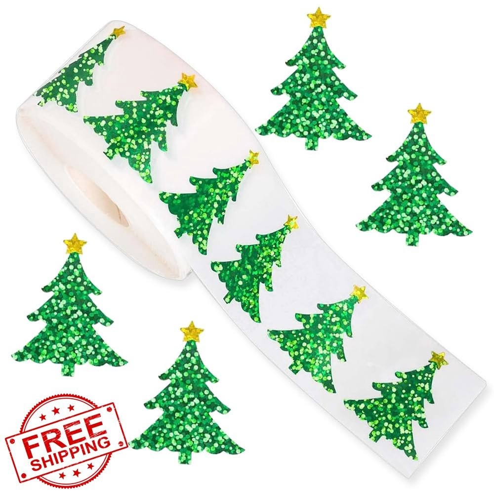 Wuhetyo 500Pcs Christmas Tree Stickers Christmas-tree