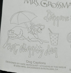 MRS GROSSMAN’s – VTG 2004 – DOG CAPTION Stickers – 2 Perforated Roll Sheets NEW