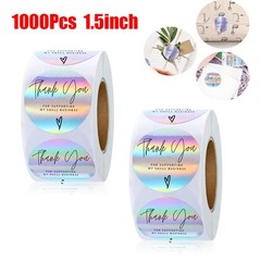 1000Pc 1.5 inch Thank You for Supporting My Small Business Rainbow Holo Stickers