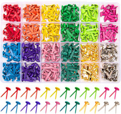 360 Pcs Brads for Paper Crafts, 12 Colors Metal Brass Brads Paper Fasteners, Min