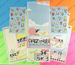 Vintage Cows Stationary Note Paper & Sandylion Happy Cows Sticker Sheets