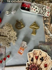 Alice in Wonderland Junk Journal Kit Ephemera Bundle 106 Pc Tags Papers Crafts