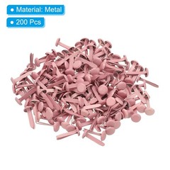 Brads for Paper Crafts, 200 Pcs Pink Metal Round Paper Fasteners, 20 mm