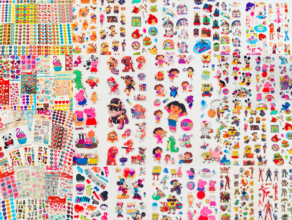 Stickers Kid Cartoons Characters Lot of 19 New Quality Packs, Great for all ages