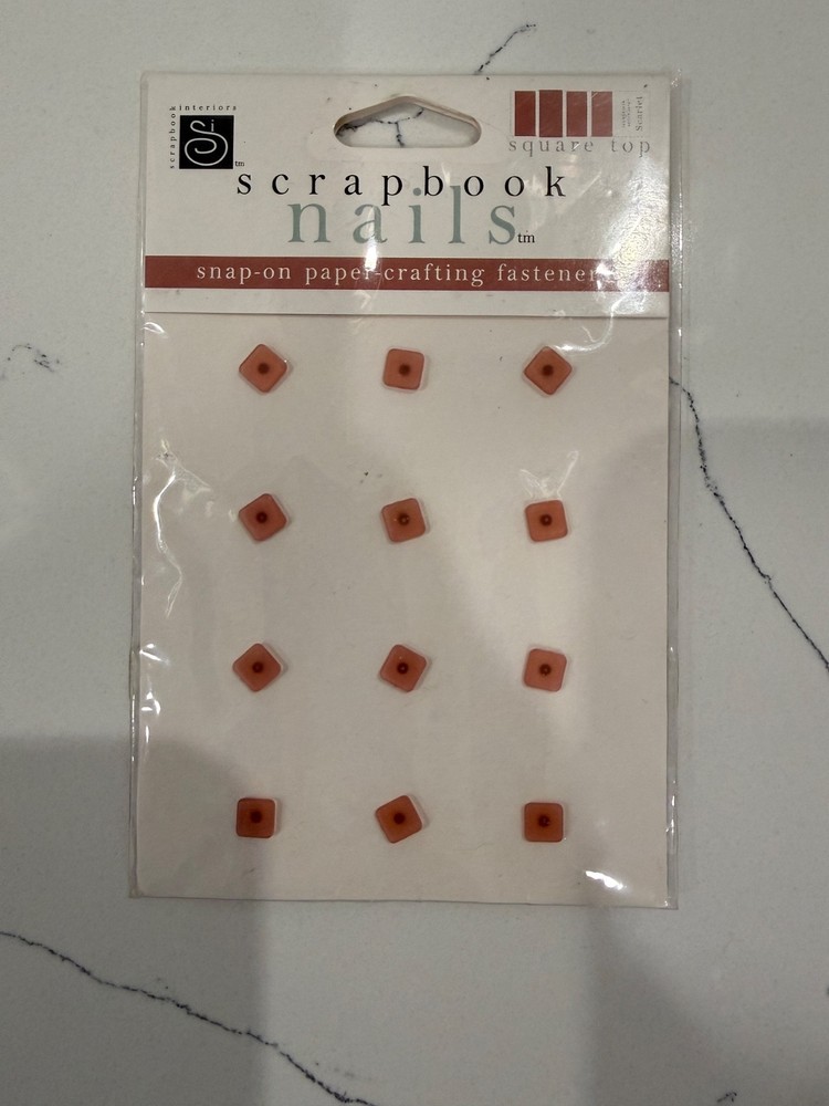 Scrapbook Interior Nail Square Top Snap-On Paper-Crafting Fastener Scarlet Color