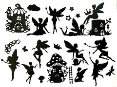 MONSTER LOT! FAIRY HOUSES & FAIRIES SILHOUETTE DIE CUT/ CUTS, 26pcs of CLIPART