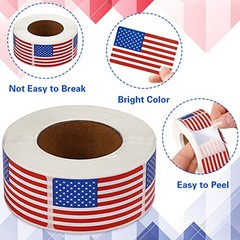 SANNIX 500 Pcs American Flag Sticker Roll,2 x 1.22 Inch US Flag Decal, USA