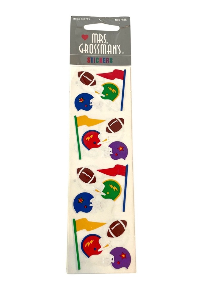 Mrs. Grossmans Football-Themed Acid-Free Sticker Sheets – 3 Pack