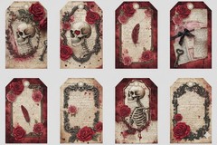 Set Gothic Love Tags Junk Journal Scrapbook PICK ONE SET
