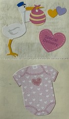 GIRL FABRIC OUTFIT & CHUBBY STORK Stickers(4pc)Mrs. Grossman’s•Baby•Card Making•