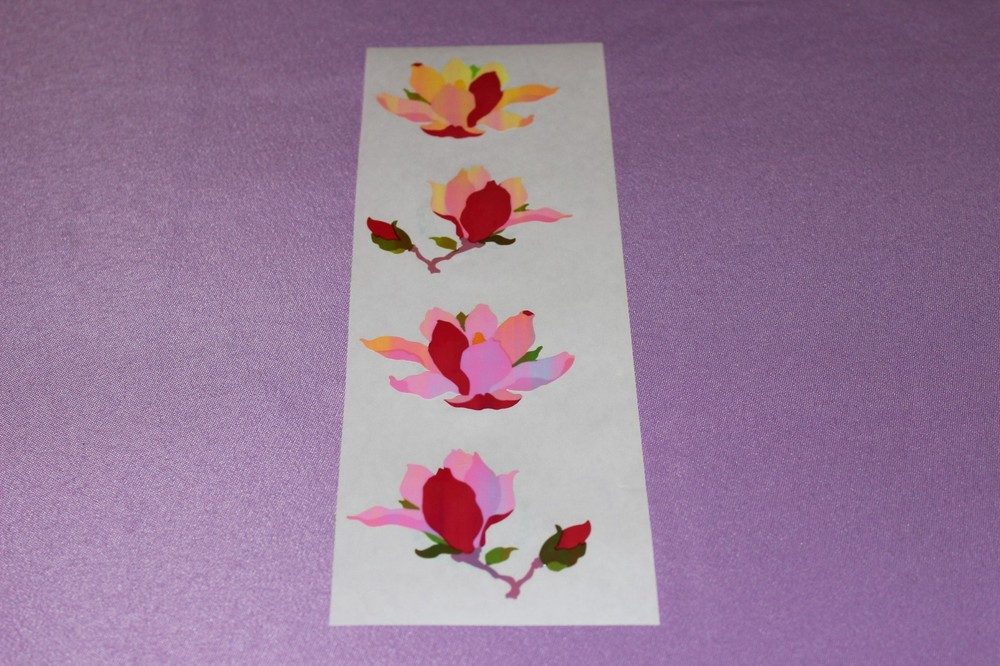 Mrs. Grossman’s RARE Long Strip of Vintage 1988 Opal Dark Pink Flower Stickers!