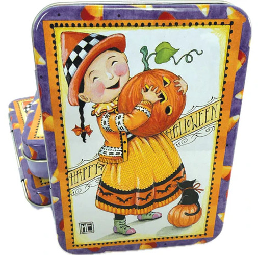 Mary Engelbreit Collectible Tin + 12 Vinyl Stickers Tin #11 Halloween Girl