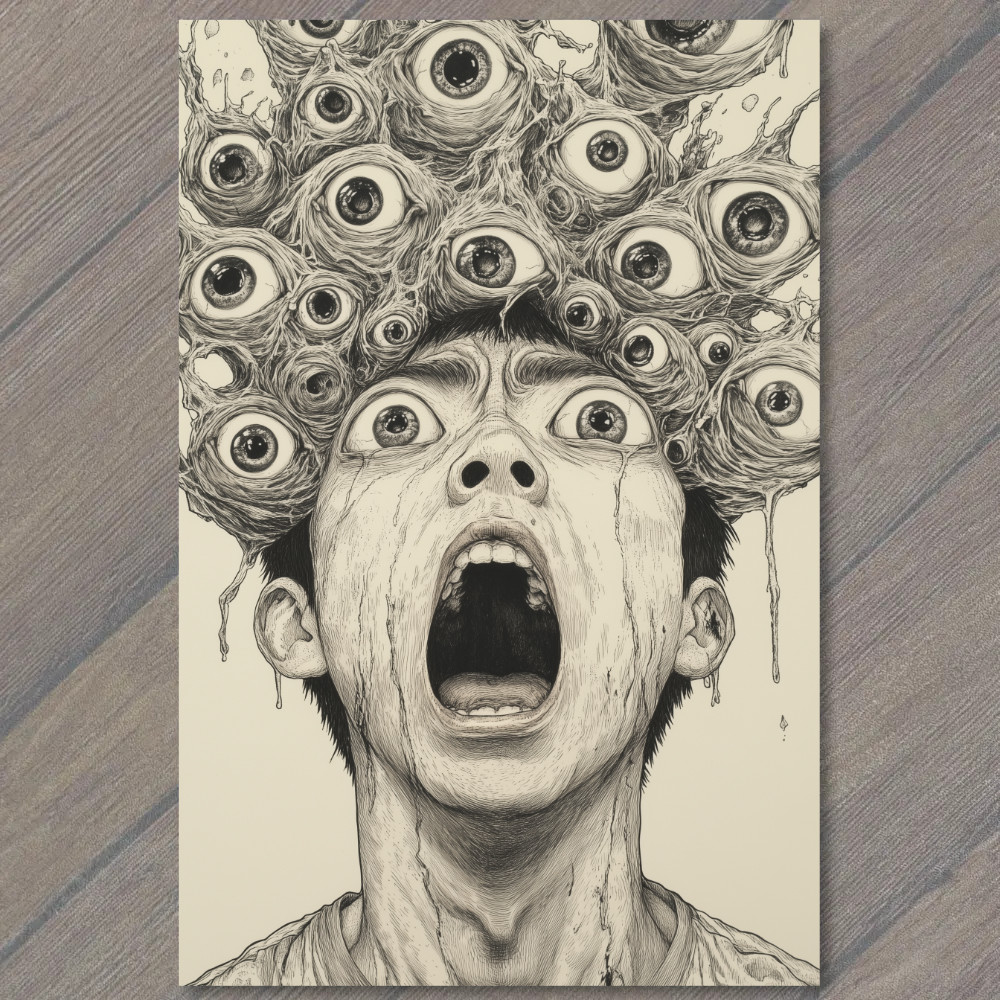 STICKER Mutated Face Boy Screaming Horror Eyeballs Nightmare Surreal Gross Wei