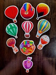 STICKERS x 10 Hot Air Balloon BRIGHT Color Sticker Various Styles HB1