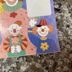 Vintage Clown Stickers 8 Count In Package 80’s 1980’s antique sticker sheet