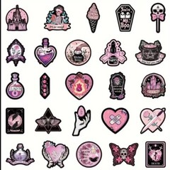 10pcs Adorable Pink Goth Stickers- Scrapbook, Journal, DIY Crafts & Cards