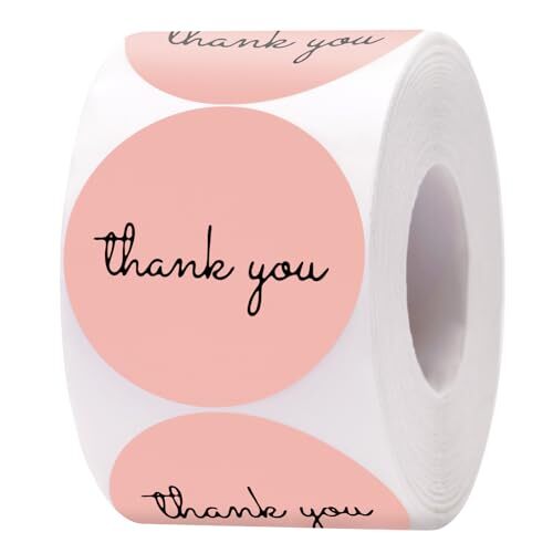 500 Pcs Thank You Stickers, 1.5 inch Pink Thank You Stickers for Small