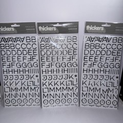 American Craft Thickers Sticko Alphabet Stickers Silver, Gold, Black Lot of 12