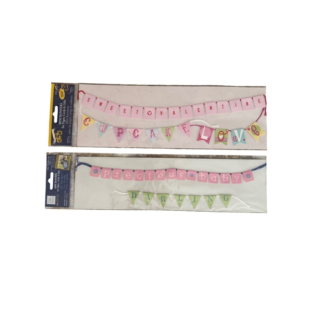 Deja Views Mini Banners Scrapbook Embellishments Valentine Baby Girl 2pk CC-307