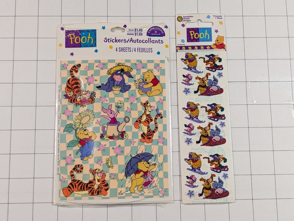 Winnie the Pooh Vintage Stickers Hallmark Sheets Disney Eeyore Piglet Tigger