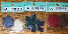 Lot #4 – 3 Jolees Mini Flowers Red White Blue Brown Scrapbook Felt Embellishment