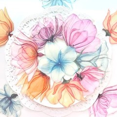 Large Flower Stickers – 30 Pcs Big 4″ Clear PET Floral Stickers for Ink