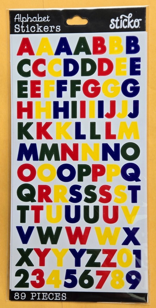 Alphabet (Numbers & Letters) Stickers/ Multi-Color/89 pieces