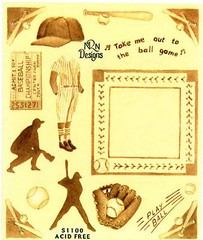 Antique Baseball Glove Frame Scrapbook Stickers 5 Sheets NRN Designs