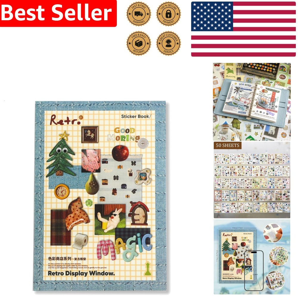 1300+ Vintage Scrapbook Stickers | 50 Sheets Cute Retro Korean Journaling Cra…