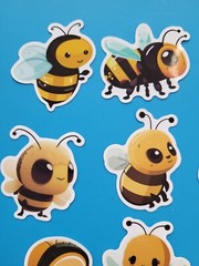 STICKERS x 10 Honey Bee Apiculture Beehive Cartoon Bees Vinyl Sticker B12B