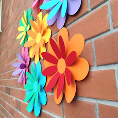 10 inch Giant 3D Rainbow Paper Flower with Stickers for Flower Wall Stickers Roo