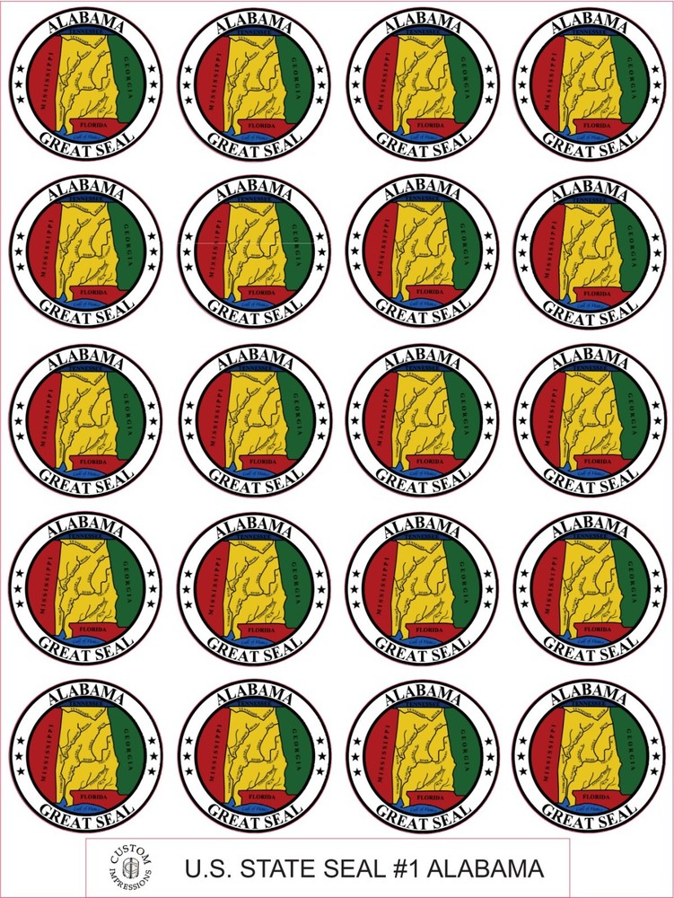 ALABAMA STATE SEAL – SIZE 2″ EACH – 20 PER SHEET