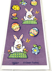 Paper Art Stickers Easter Rabbit Flowers Eggs Greeting Card Eileen Toohey NEW