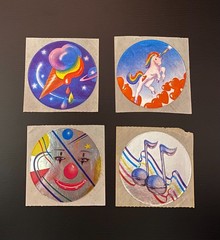 LISA FRANK 80’s Foil Stickers Lot of 4 Rainbow Ice Cream Unicorn Clown Music Mod