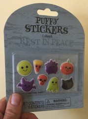6 Sheets Halloween Puffy Stickers Black Cat Pumpkin Ghost Bat Candy Corn Skull